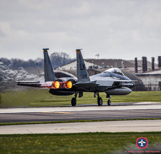 F15 taking off from Lakenheath Airbase